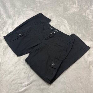 Ann Taylor LOFT Black Cargo Pants Women Size 4P Original Straight Cotton (30x28)
